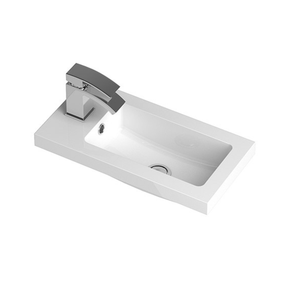 Hudson Reed Fusion Fitted Square Compact 1 Tap Hole Polymarble Basin (3 sizes, White)