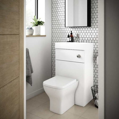 Nuie Athena 2 In 1 Floor Standing Vanity Unit with Basin, WC Unit and Concealed Cistern (1 size, Gloss White) - Brand New Bathrooms