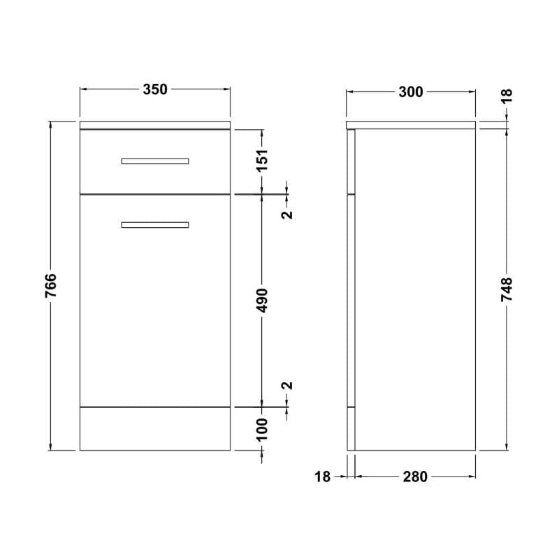 Nuie Mayford Floor Standing Laundry Basket (2 sizes, Gloss White) - Brand New Bathrooms