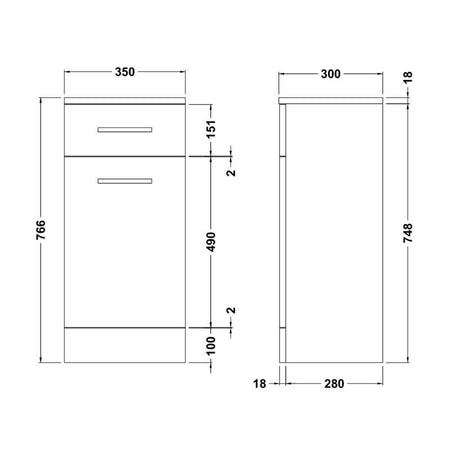 Nuie Mayford Floor Standing Laundry Basket (2 sizes, Gloss White) - Brand New Bathrooms