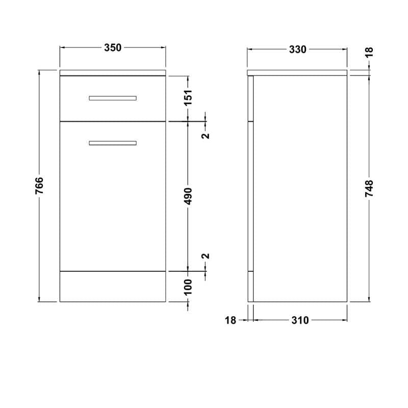 Nuie Mayford Floor Standing Laundry Basket (2 sizes, Gloss White) - Brand New Bathrooms