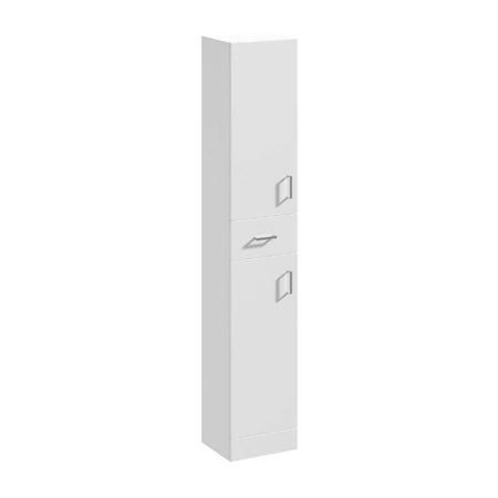 Nuie Mayford Floor Standing 2 Door 1 Drawer Tall Unit (2 sizes, Gloss White) - Brand New Bathrooms