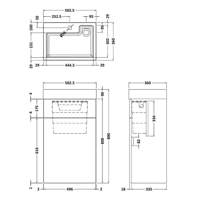 Nuie Athena 2 In 1 Floor Standing Vanity Unit with Basin, WC Unit and Concealed Cistern (2 size, 3 colours) - Brand New Bathrooms