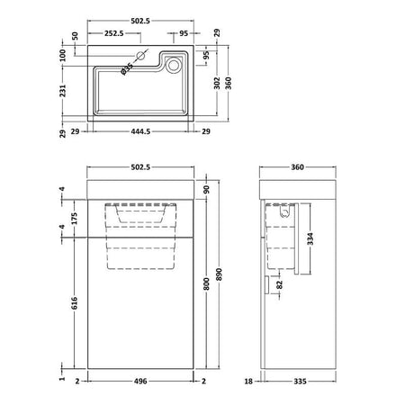 Nuie Athena 2 In 1 Floor Standing Vanity Unit with Basin, WC Unit and Concealed Cistern (2 size, 3 colours) - Brand New Bathrooms