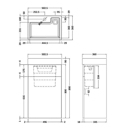 Nuie Athena 2 In 1 Floor Standing Vanity Unit with Basin, WC Unit and Concealed Cistern (2 size, 3 colours) - Brand New Bathrooms