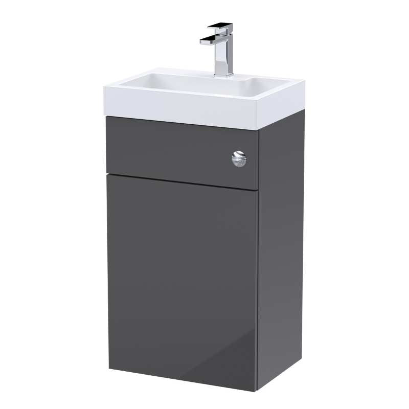Nuie Athena 2 In 1 Floor Standing Vanity Unit with Basin, WC Unit and Concealed Cistern (1 size, Gloss Grey) - Brand New Bathrooms