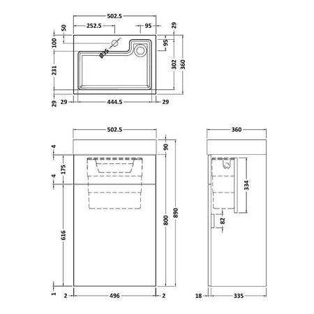 Nuie Athena 2 In 1 Floor Standing Vanity Unit with Basin, WC Unit and Concealed Cistern (1 size, Gloss Grey) - Brand New Bathrooms
