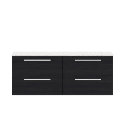 Hudson Reed Quartet Wall Hung Four Drawer 1440mm Double Cabinet with Sparkling White Worktop (1 size, 3 colours) - Brand New Bathrooms