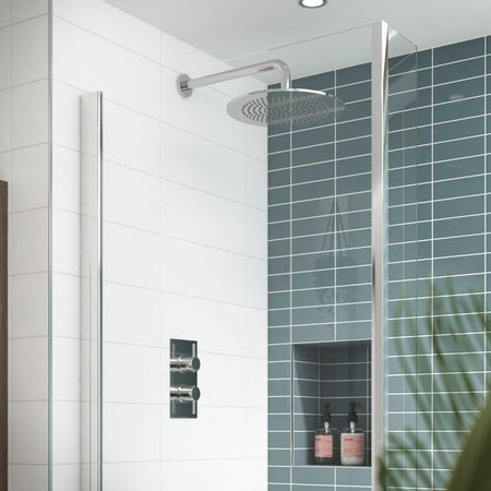 Nuie Round Showers Twin Thermostatic Shower Valve (1 size, Chrome) - Brand New Bathrooms