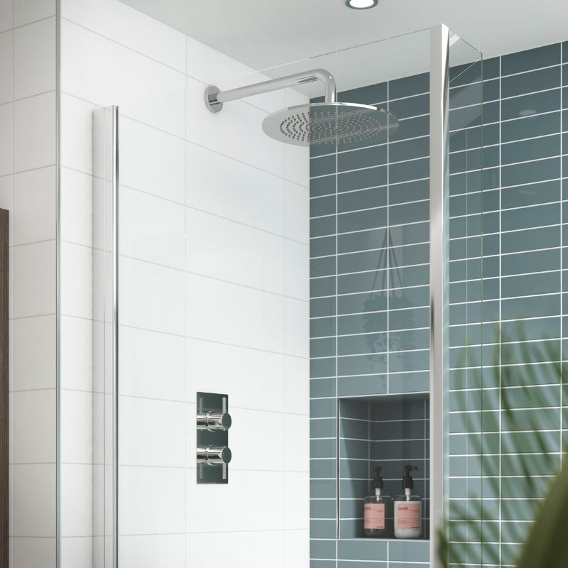 Nuie Round Showers Twin Thermostatic Shower Valve With Diverter (1 size, Chrome) - Brand New Bathrooms