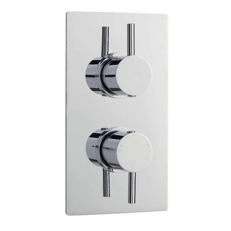Nuie Round Showers Twin Thermostatic Shower Valve With Diverter (1 size, Chrome) - Brand New Bathrooms