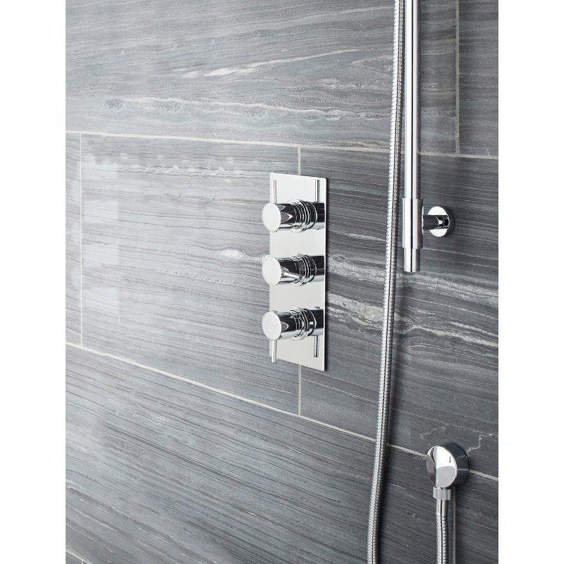 Nuie Round Showers Triple Thermostatic Shower Valve With Diverter (1 size, Chrome) - Brand New Bathrooms