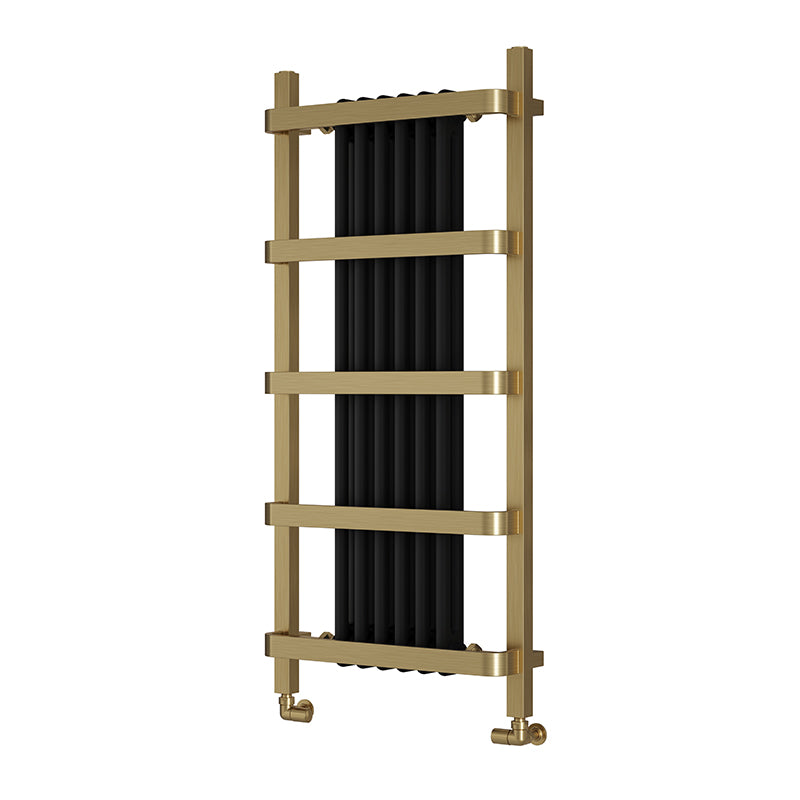 Reina Regina Vertical Mild Steel Towel Radiator (2 sizes, Brushed Brass) - Brand New Bathrooms