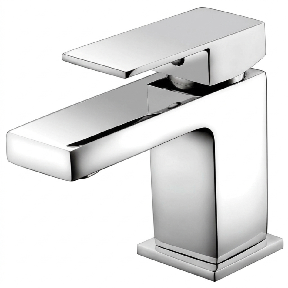 RAK Ceramics Cubis Mono Basin Mixer Tap with Clicker Waste (1 size, Chrome)