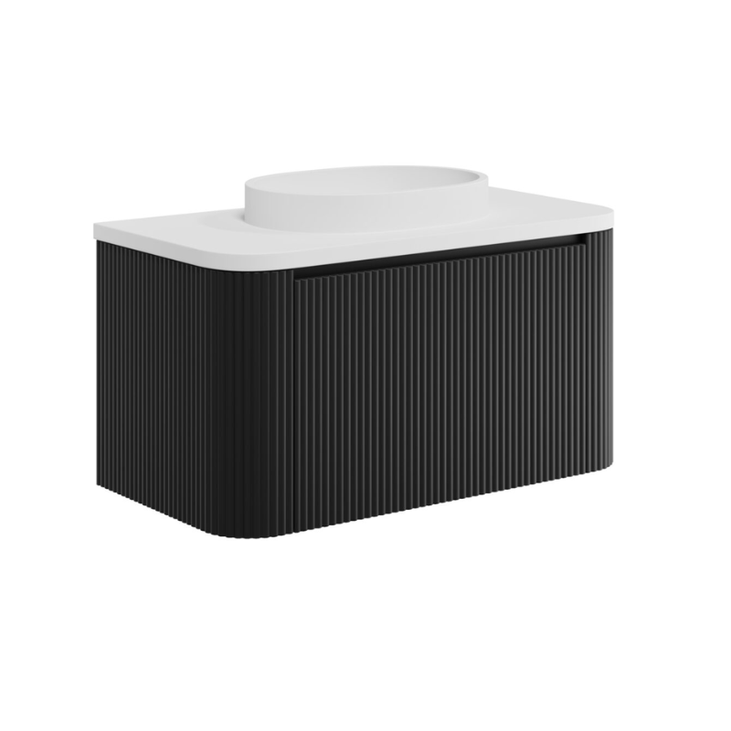 Scudo Linea Curve Fluted 900mm Wall Mounted Basin Unit (1 size, 3 colours) - Brand New Bathrooms