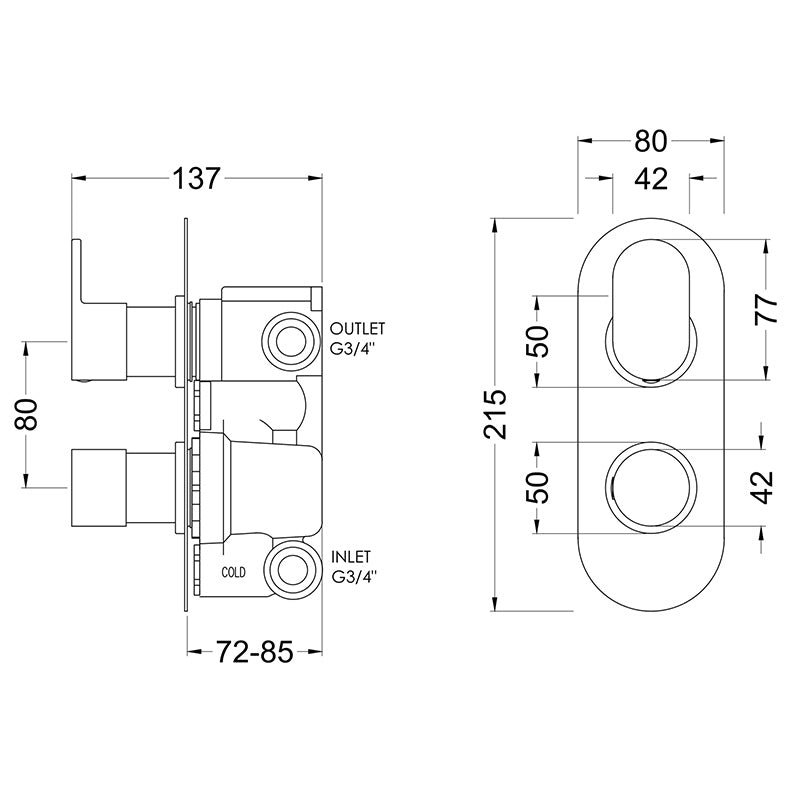 Hudson Reed Reign Thermostatic Shower Valve (2 styles, Chrome) - Brandnew Bathroom