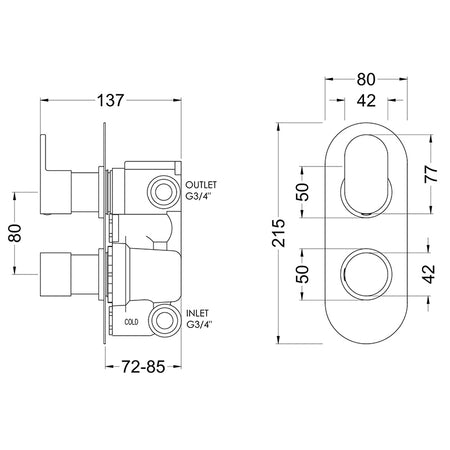 Hudson Reed Reign Thermostatic Shower Valve (2 styles, Chrome) - Brandnew Bathroom