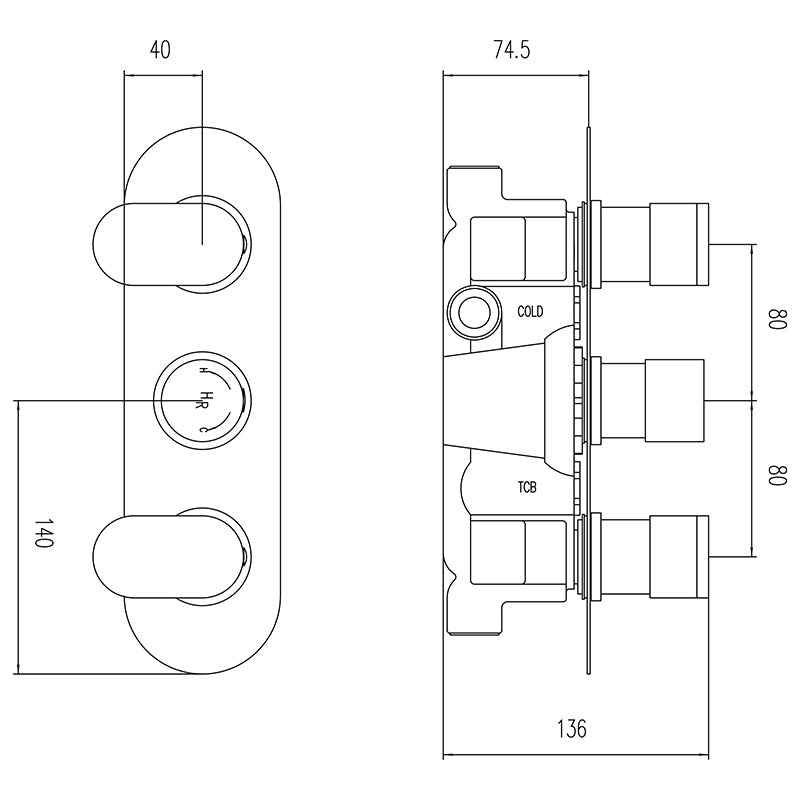 Hudson Reed Reign Thermostatic Shower Valve (2 styles, Chrome) - Brandnew Bathroom