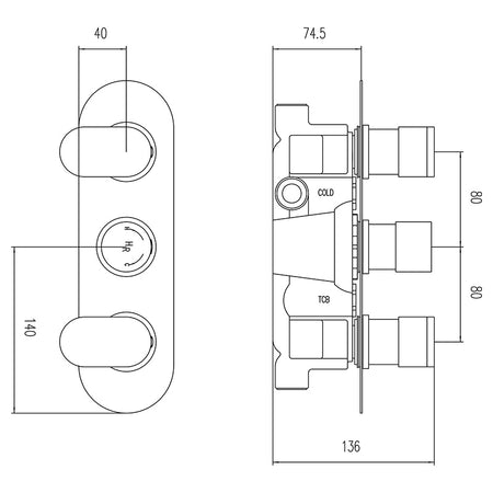Hudson Reed Reign Thermostatic Shower Valve (2 styles, Chrome) - Brandnew Bathroom