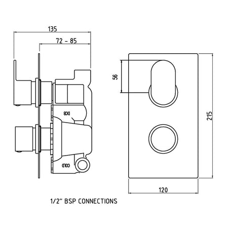 Hudson Reed Reign Thermostatic Shower Valve (2 styles, Chrome) - Brandnew Bathroom