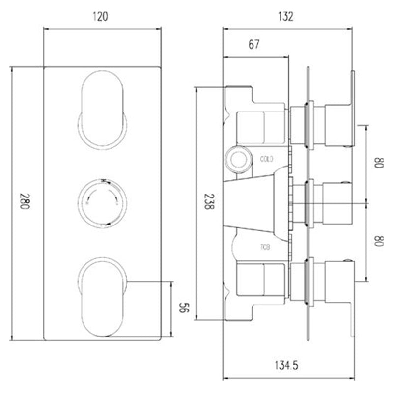 Hudson Reed Reign Thermostatic Shower Valve (2 styles, Chrome) - Brandnew Bathroom