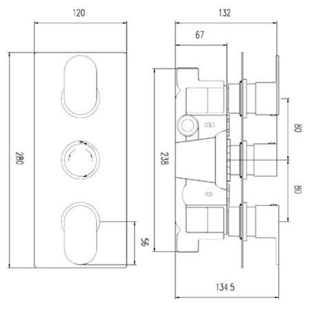 Hudson Reed Reign Thermostatic Shower Valve (2 styles, Chrome) - Brandnew Bathroom