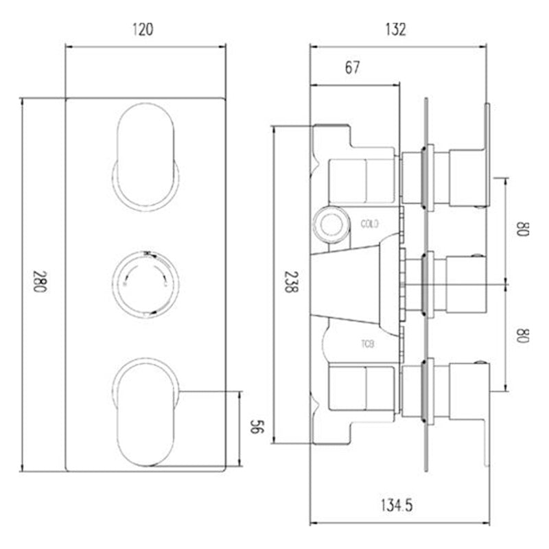 Hudson Reed Reign Thermostatic Shower Valve (2 styles, Chrome) - Brandnew Bathroom