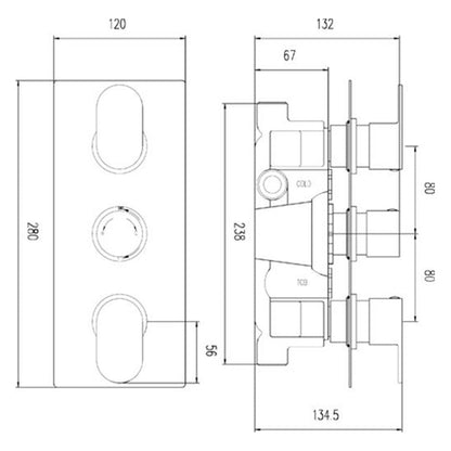 Hudson Reed Reign Thermostatic Shower Valve (2 styles, Chrome) - Brandnew Bathroom