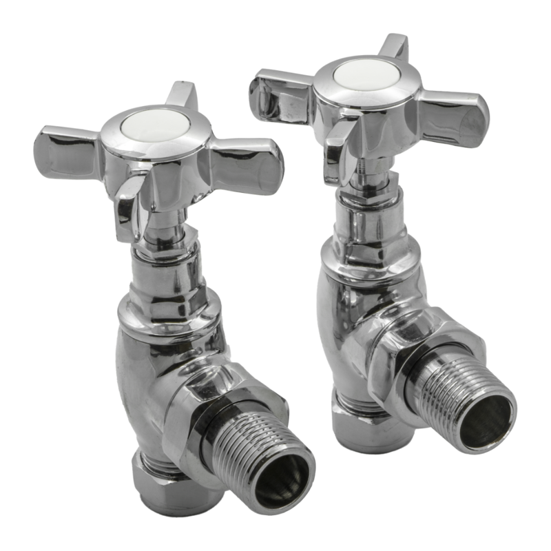 Reina Bronte Traditional Radiator Valves (1 size, 2 styles, Chrome) - Brand New Bathrooms