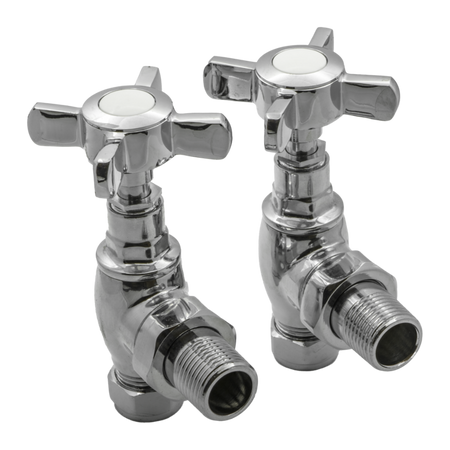 Reina Bronte Traditional Radiator Valves (1 size, 2 styles, Chrome) - Brand New Bathrooms