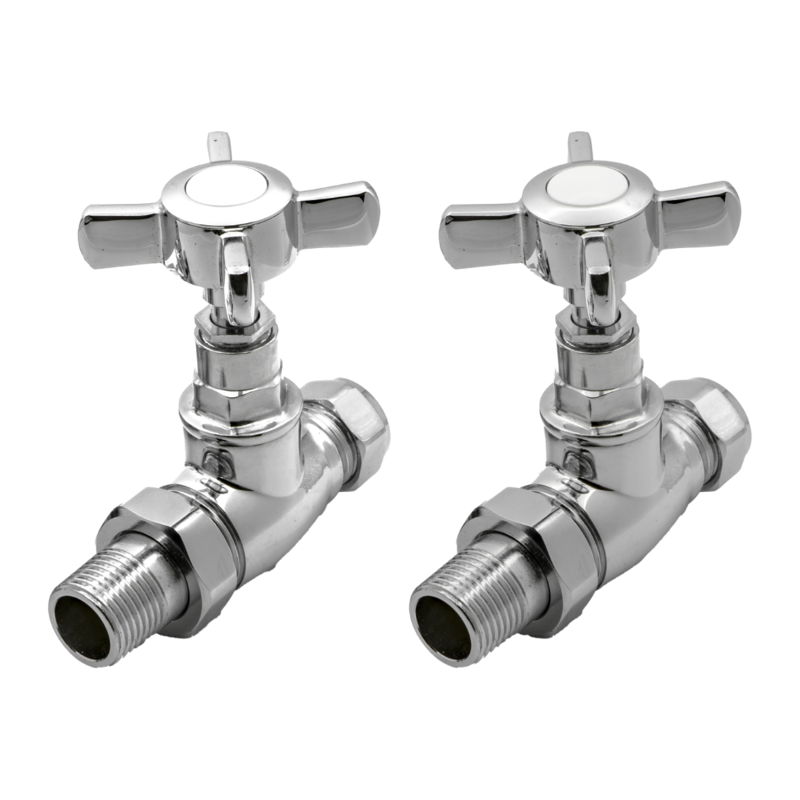 Reina Bronte Traditional Radiator Valves (1 size, 2 styles, Chrome) - Brand New Bathrooms