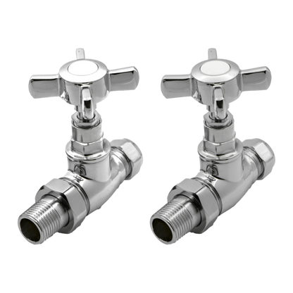 Reina Bronte Traditional Radiator Valves (1 size, 2 styles, Chrome) - Brand New Bathrooms