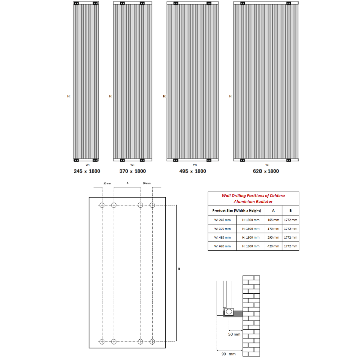 Reina Caldaro Vertical Aluminium Radiator (4 sizes, 3 colours) - Brand New Bathrooms