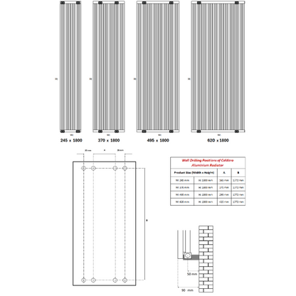 Reina Caldaro Vertical Aluminium Radiator (4 sizes, 3 colours) - Brand New Bathrooms