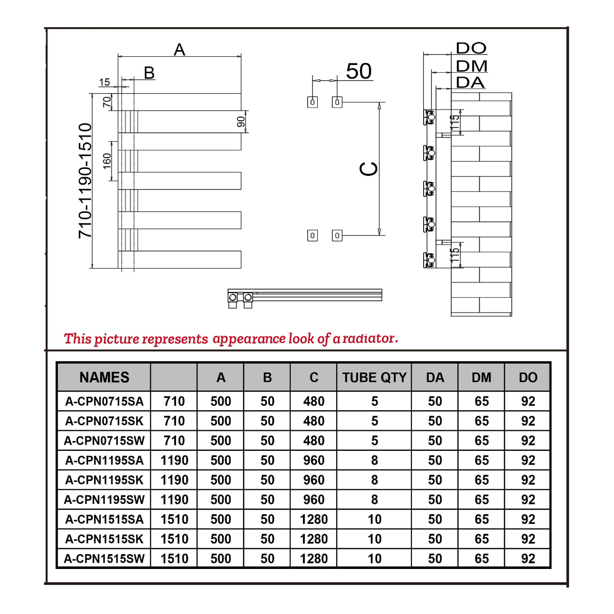 Reina Carpena Vertical Aluminium Towel Radiator (3 sizes, 3 colours) - Brand New Bathrooms