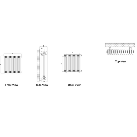 Reina Hedingham Horizontal Designer Column Mild Steel Radiator (5 sizes, 2 colours) - Brand New Bathrooms