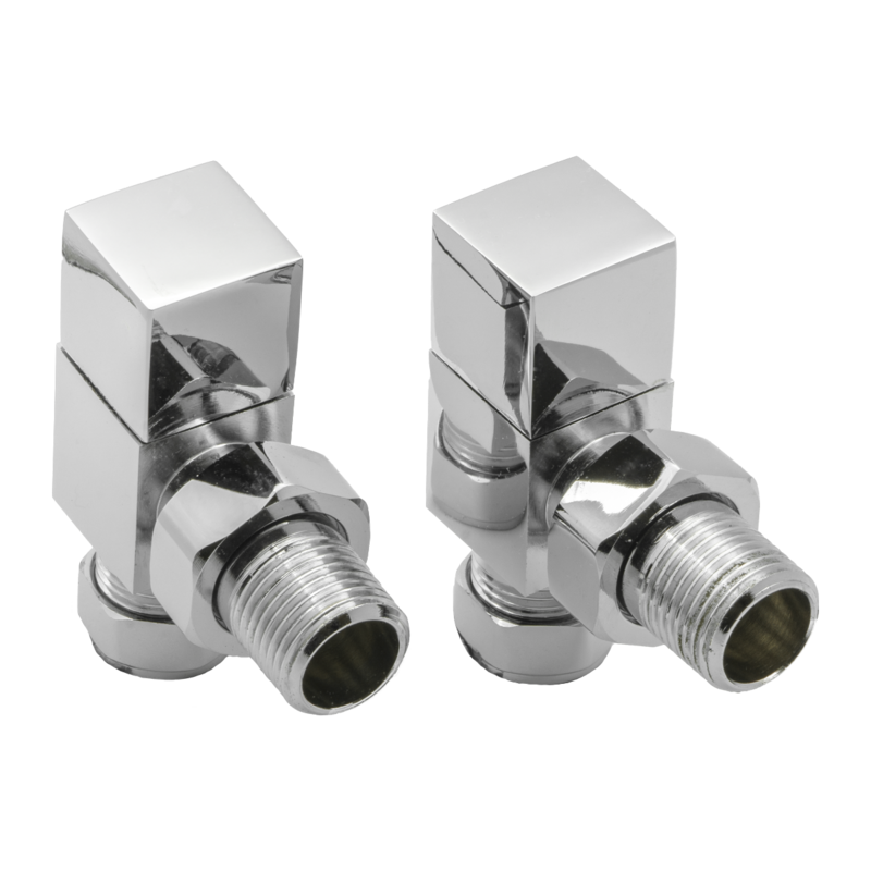 Reina Loge Angled Radiator Valves (1 size, 3 colours) - Brand New Bathrooms