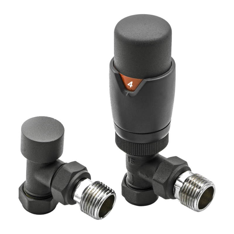 Reina Modal Thermostatic Radiator Valves with Lockshield (1 size, 3 styles, 7 colours) - Brand New Bathrooms