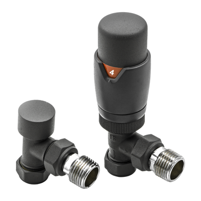 Reina Modal Thermostatic Radiator Valves with Lockshield (1 size, 3 styles, 7 colours) - Brand New Bathrooms
