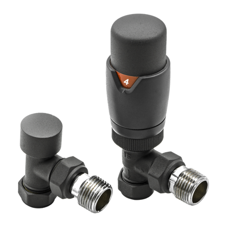 Reina Modal Thermostatic Radiator Valves with Lockshield (1 size, 3 styles, 7 colours) - Brand New Bathrooms