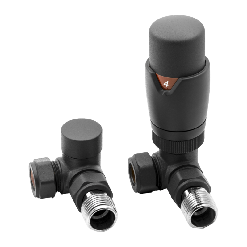 Reina Modal Thermostatic Radiator Valves with Lockshield (1 size, 3 styles, 7 colours) - Brand New Bathrooms