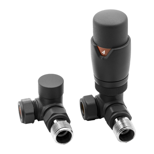 Reina Modal Thermostatic Radiator Valves with Lockshield (1 size, 3 styles, 7 colours) - Brand New Bathrooms