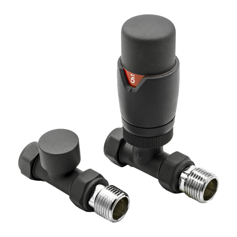 Reina Modal Thermostatic Radiator Valves with Lockshield (1 size, 3 styles, 7 colours) - Brand New Bathrooms