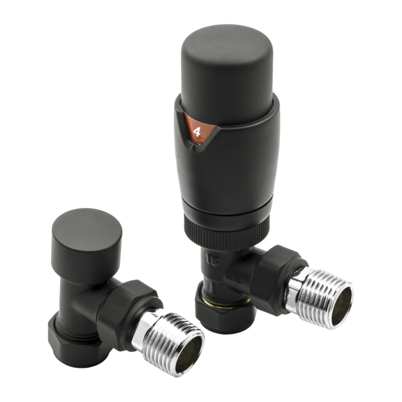 Reina Modal Thermostatic Radiator Valves with Lockshield (1 size, 3 styles, 7 colours) - Brand New Bathrooms
