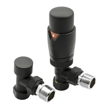 Reina Modal Thermostatic Radiator Valves with Lockshield (1 size, 3 styles, 7 colours) - Brand New Bathrooms