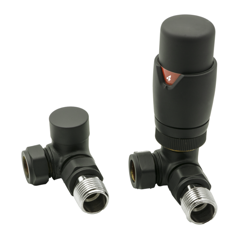 Reina Modal Thermostatic Radiator Valves with Lockshield (1 size, 3 styles, 7 colours) - Brand New Bathrooms