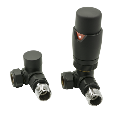 Reina Modal Thermostatic Radiator Valves with Lockshield (1 size, 3 styles, 7 colours) - Brand New Bathrooms