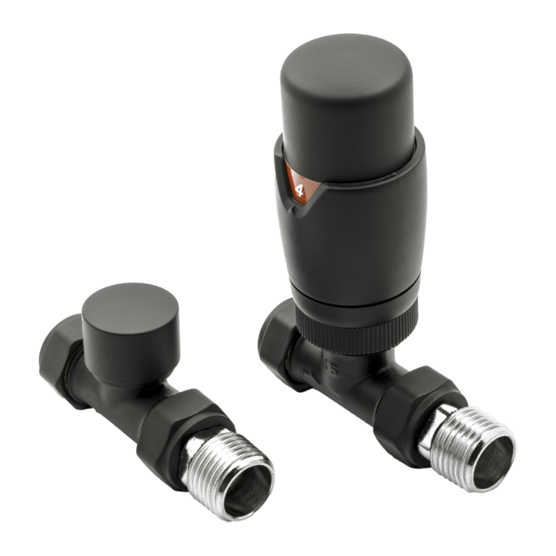 Reina Modal Thermostatic Radiator Valves with Lockshield (1 size, 3 styles, 7 colours) - Brand New Bathrooms