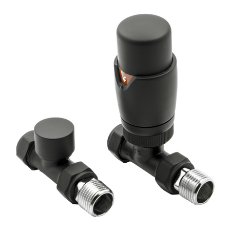 Reina Modal Thermostatic Radiator Valves with Lockshield (1 size, 3 styles, 7 colours) - Brand New Bathrooms