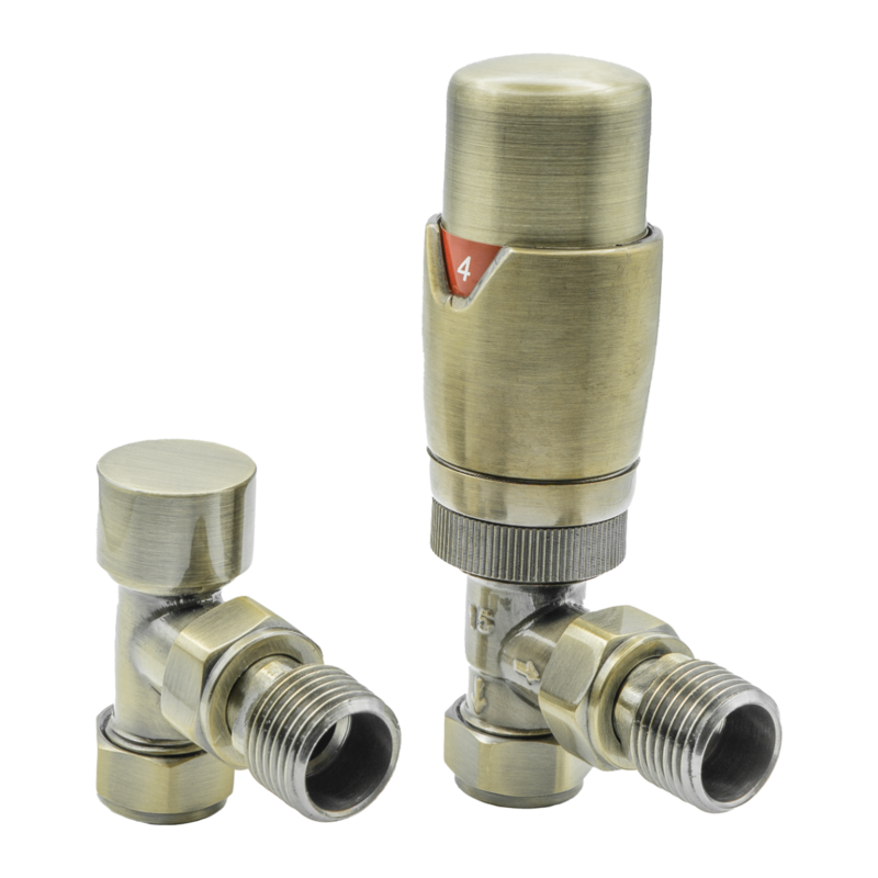 Reina Modal Thermostatic Radiator Valves with Lockshield (1 size, 3 styles, 7 colours) - Brand New Bathrooms